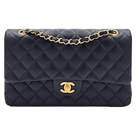 Chanel Borsa a spalla classica in pelle di agnello media nera