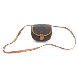 Bolso cruzado mini Versace Triomphe en lona y piel de ternera color tan - Céline