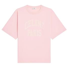 Lockere Baumwoll-Jersey-T-Shirt in Rosé-Puder Off-White - Céline