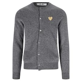 Comme Des Garcons Cardigan in lana con patch a forma di cuore dorato AX