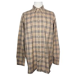 Burberry Camicia a quadri tartan beige da uomo