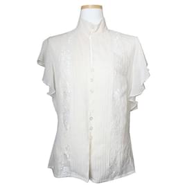 Escada Blusa in pizzo avorio con volant