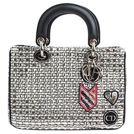 Bolsa Tote e de Ombro Lady Dior Edição Limitada em Tweed Metálico
