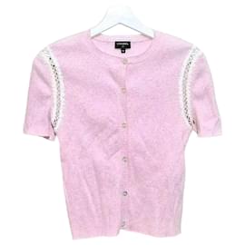 Strickcardigan mit kurzen Ärmeln und Spitzenbesatz - Chanel