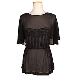 Chloé Blusa de seda negra transparente de by Chloe