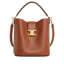Céline Borsa Louis Media in pelle di vitello liscia color tan