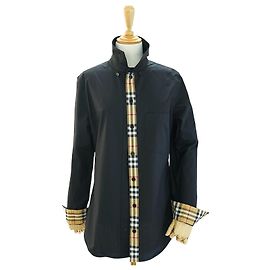 Burberry Camicia a maniche lunghe in cotone nero a quadri slim fit