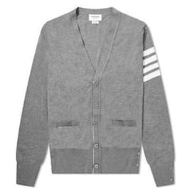 Merinowoll-Strickcardigan in Perlgrau - Thom Browne