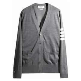 Merinowoll-Strickcardigan in Mittelgrau - Thom Browne
