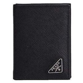 Prada Triangle Logo Saffiano Leather Wallet Black QHH