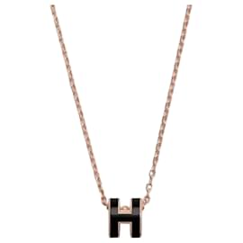 Pendentif Mini Pop Hach Or Rose Noir - Hermès