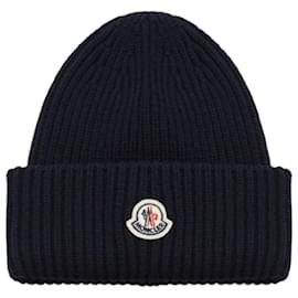 Gorro de lã e caxemira azul marinho - Moncler