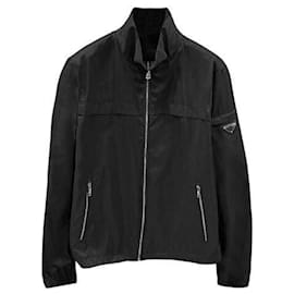 Triangle Logo Men's High-Neck Windbreaker Jacket - Prada