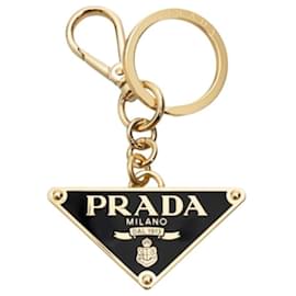 Dreieckslogo Schlüsselanhänger Schwarz Gold - Prada
