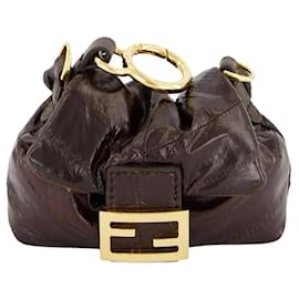 Fendi Borsa Baguette Nano Mama in pelle fine marrone