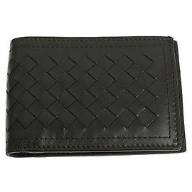Schwarze geflochtene Bifold-Geldbörse von Bottega Veneta