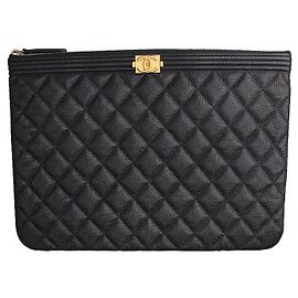 Chanel Clutch Medio Caviar Nero Oro Boy