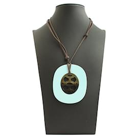 Halskette mit Hornanhänger in Himmelblauem Khaki - Hermès
