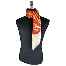 Hermès Sciarpa in seta PROUES Avorio Arancione