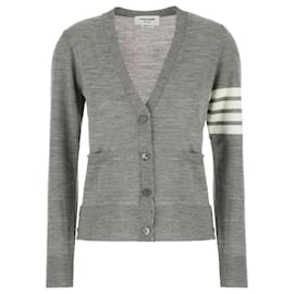 Cardigan relaxado em lã merino fina Bar - Thom Browne