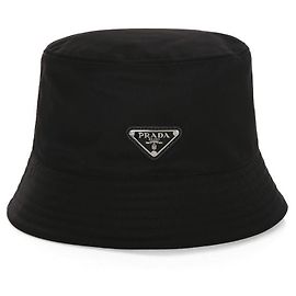 Prada Metal Logo Re-Nylon Black Bucket Hat