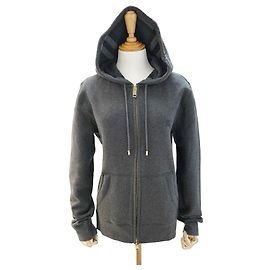 Burberry Felpa con cappuccio e zip in cotone carbone logo cavallo