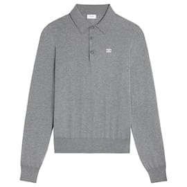 Feiner Baumwoll-Polo-Pullover Mittelgrau - Céline