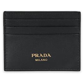 Prada Metall-Kartenetui mit goldenem Logo