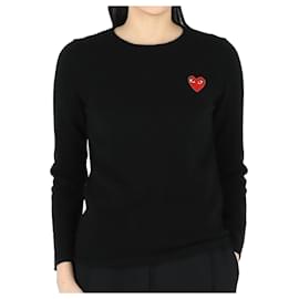 Damen Rundhals-Pullover mit rotem Wappen (schwarz) SCHWARZ - Comme Des Garcons