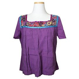Etro Top a maniche corte ricamato viola