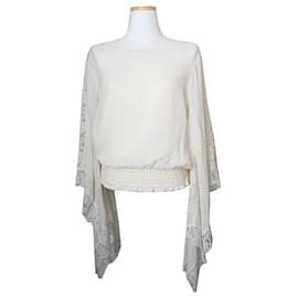 Escada Blusa in pizzo di seta beige