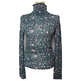 Top de cuello alto floral verde azulado Isabel Marant