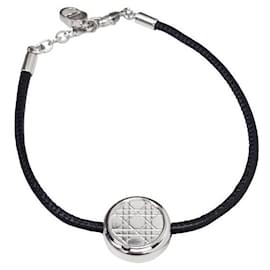 Bracciale Cannage Nero Argento con Incisione del Logo - Dior