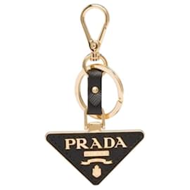 Prada Portachiavi Triangolo Logo Saffiano Nero