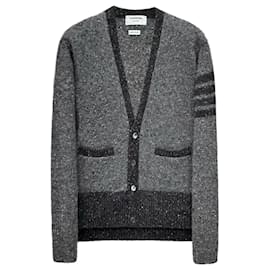 Mohair-Cardigan mit diagonalen Streifen - Thom Browne