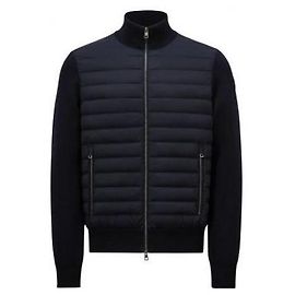 Moncler Gepolsterte Crape-Baumwoll-Cardigan mit Reißverschluss