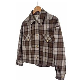 Miu Miu Chaqueta Blouson Crop con Logo para Mujeres Marrón Cocoa