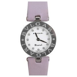 Bulgari Lederarmband mit Stahl und weißen Diamanten