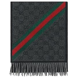 GG Web Wollschal Anthrazit - Gucci