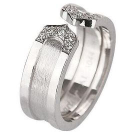 Cartier Anello Doppio in Oro Bianco con Diamante Taglia
