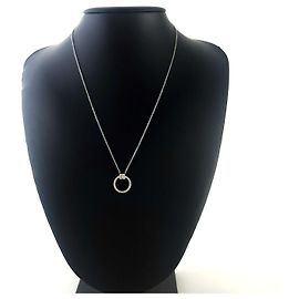Tiffany & Co Kette mit kreisförmigem Baget-Diamant-Anhänger aus Weißgold