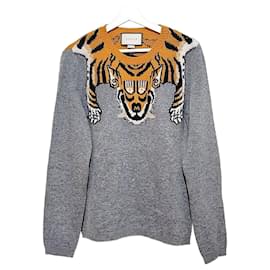 Tiger-Intarsien-Strickpullover mit langen Ärmeln - Gucci