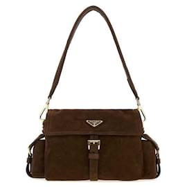 Entdecken Sie die mittelgroße Wildleder-Schultertasche - Prada