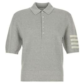 Thom Browne Linen Cotton Bar Relaxed Fit Polo