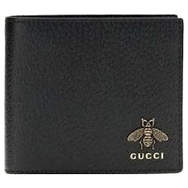 Gucci Cartera de cuero con parche de logo de abeja