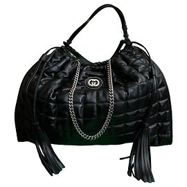 Borsa a mano Gucci Deco in pelle trapuntata nera