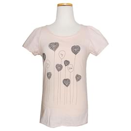 Hellrosa Baumwoll-T-Shirt mit Print von See by Chloé