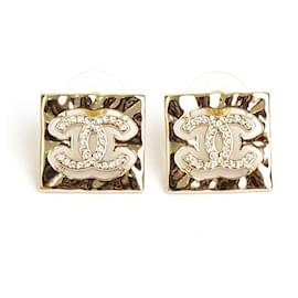 Orecchini quadrati ondulati in oro champagne CC - Chanel