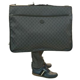 Gucci Borsa da viaggio in tessuto carbone, grande dimensione, unisex