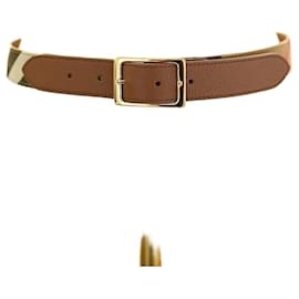 Burberry Damen reversible Canvas-Leder-Gürtel in Camel-Tan
